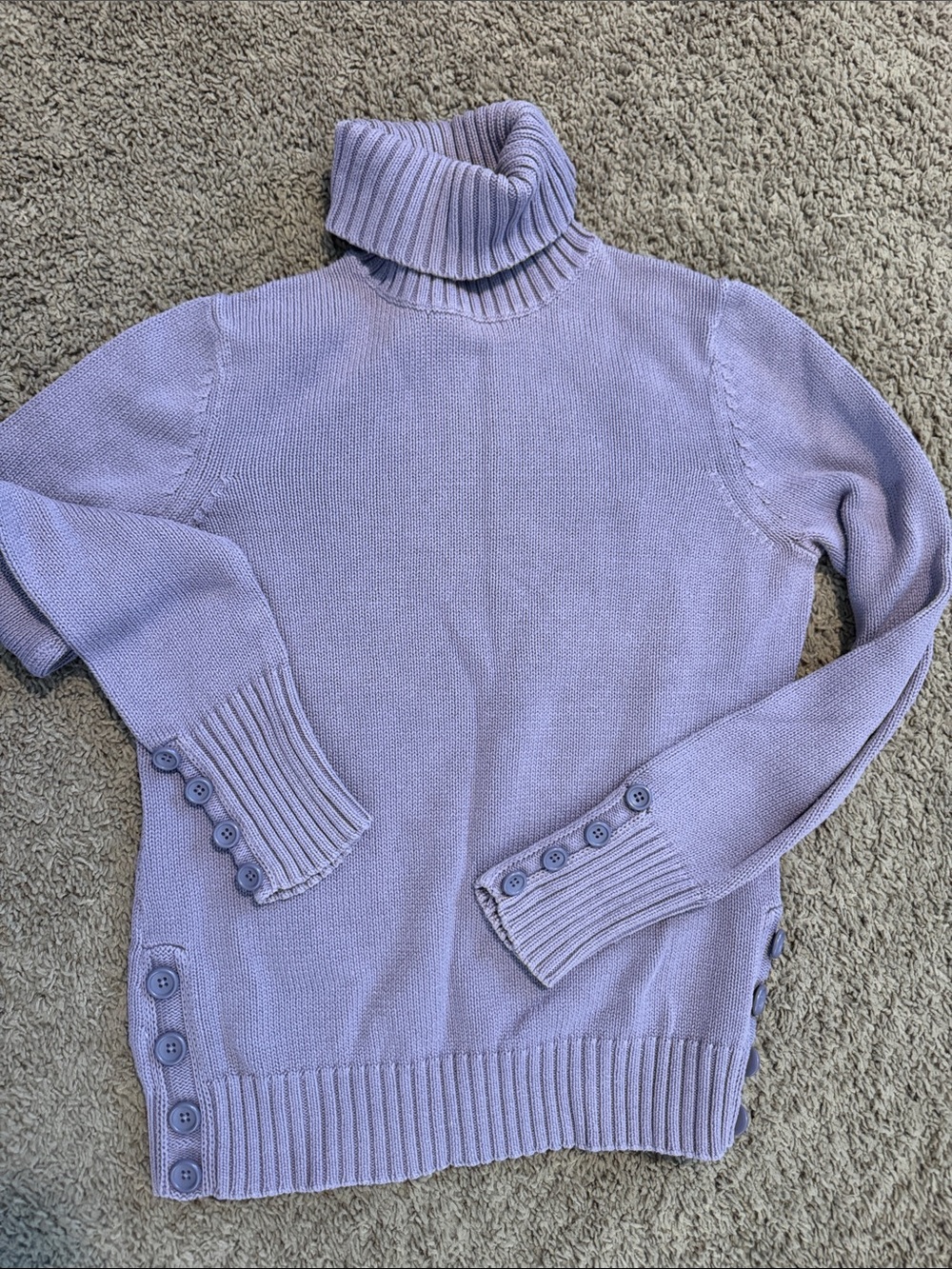 Ann Taylor LOFT Lavender Ribbed Turtleneck Sweater with Button Accents